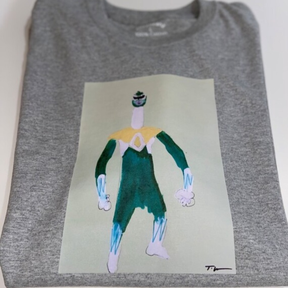 Art on Fabric Gray Green Power Ranger Tee